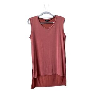 Drew Women's Modal Blend Sleeveless Pink Knit Top Size Small High Low Casual